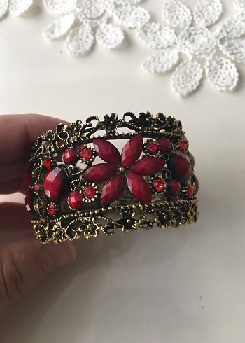 Kırmızı Çiçekli Bohem Boncuklu Kadın Bileklik - Görsel 5