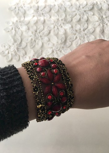 Kırmızı Çiçekli Bohem Boncuklu Kadın Bileklik - Görsel 7