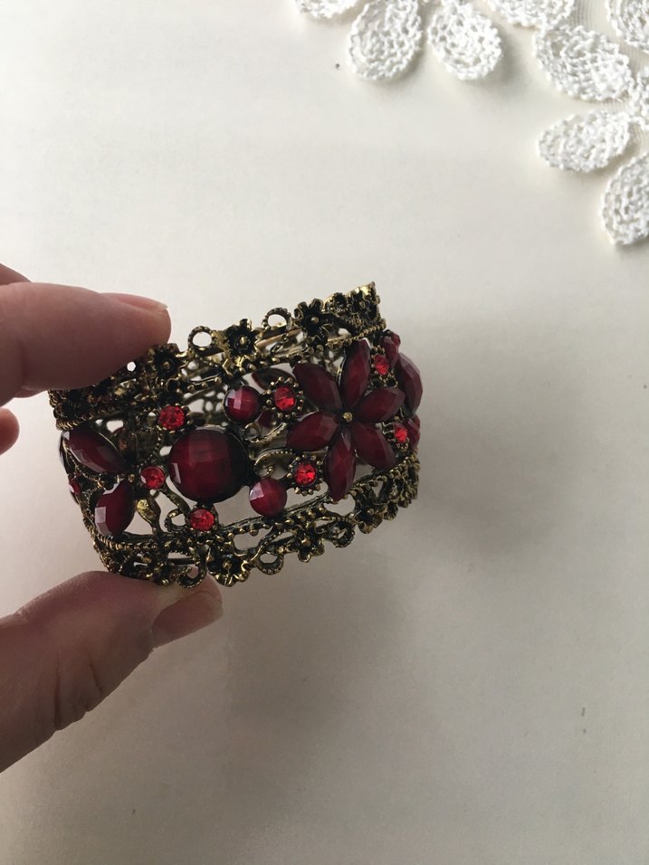 Kırmızı Çiçekli Bohem Boncuklu Kadın Bileklik - Görsel 3