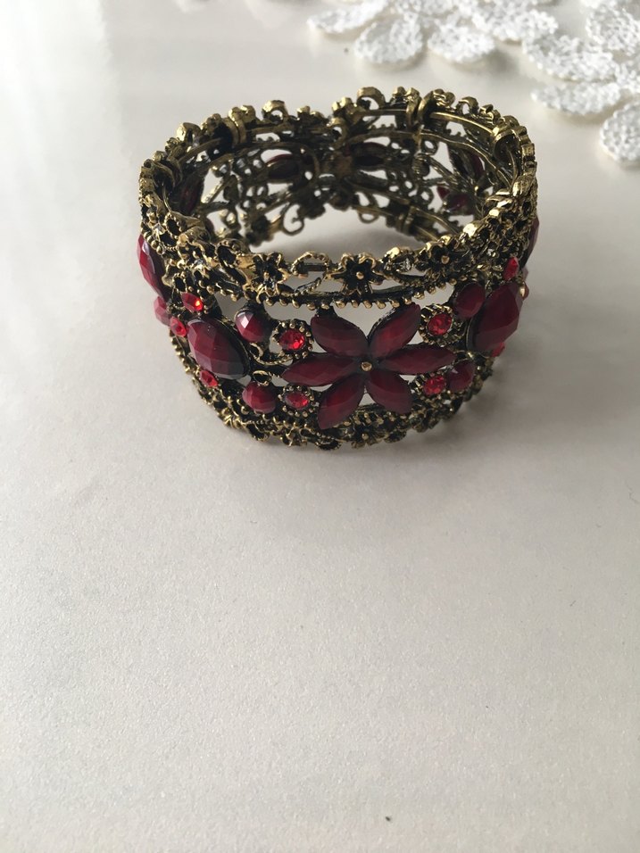 Kırmızı Çiçekli Bohem Boncuklu Kadın Bileklik - Görsel 4