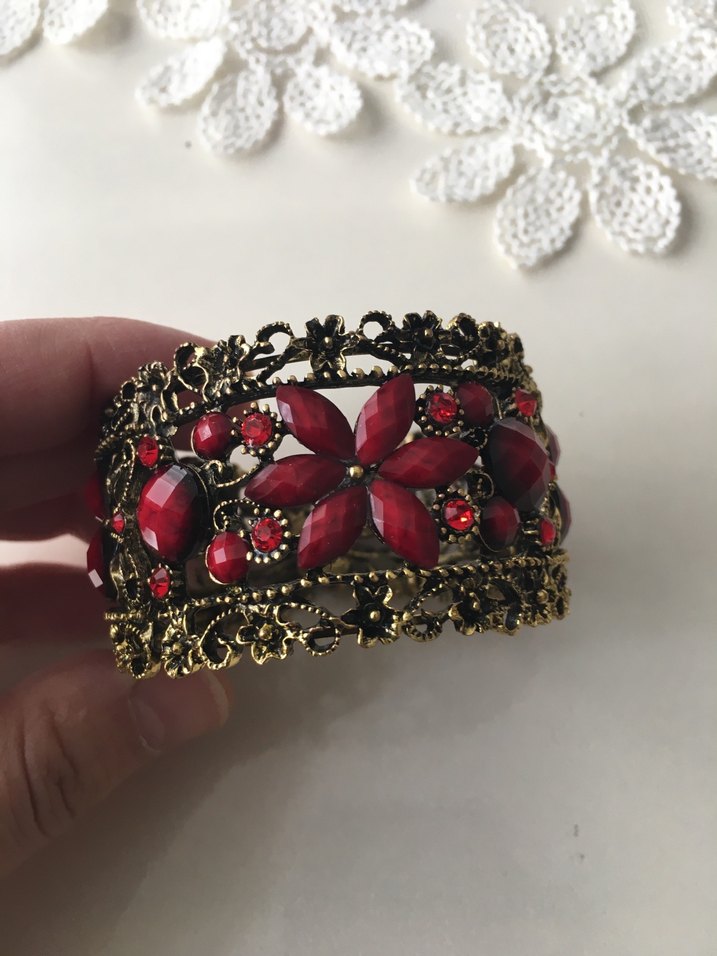 Kırmızı Çiçekli Bohem Boncuklu Kadın Bileklik - Görsel 5