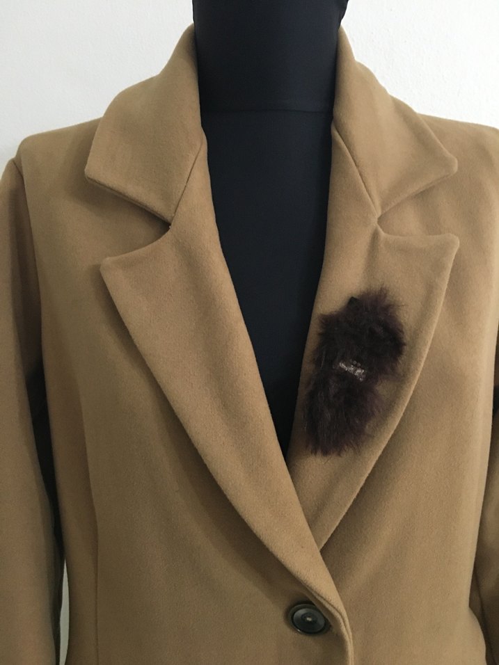 Bej Uzun Kadın Kaban - Görsel 5