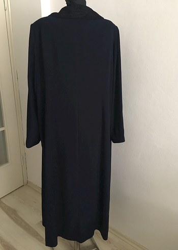 52 Beden lacivert Renk Düğmeli Siyah Kadın Uzun Kaban
