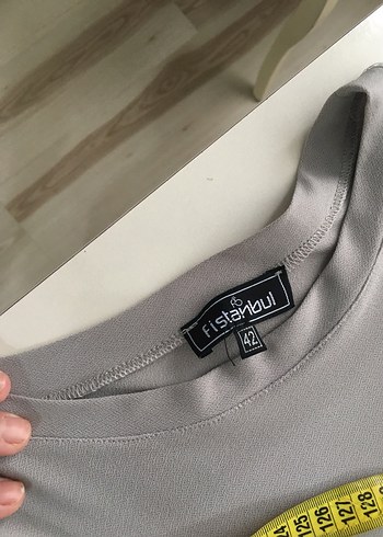 Gri Uzun Keten Elbise - Görsel 5