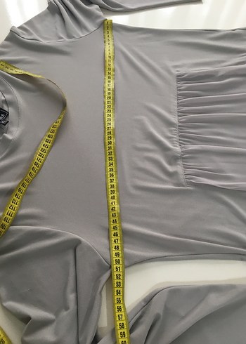 Gri Uzun Keten Elbise - Görsel 6