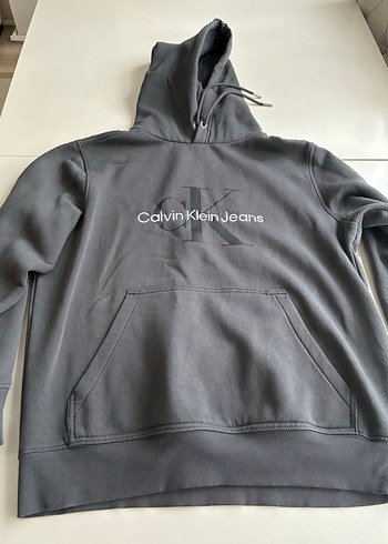 Gri Kapüşonlu Calvin Klein Jeans Sweatshirt - Görsel 2
