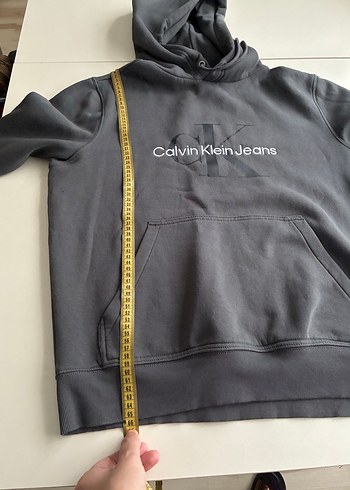Gri Kapüşonlu Calvin Klein Jeans Sweatshirt - Görsel 8