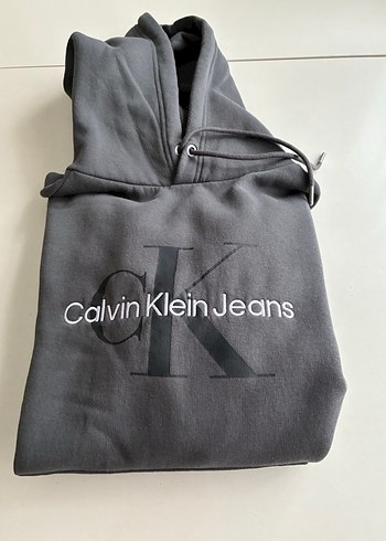 Gri Kapüşonlu Calvin Klein Jeans Sweatshirt - Görsel 7