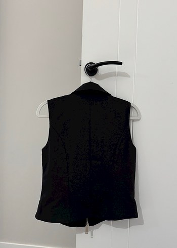 Siyah Kadın İnce Silky Fermuarlı Yelek - Görsel 3