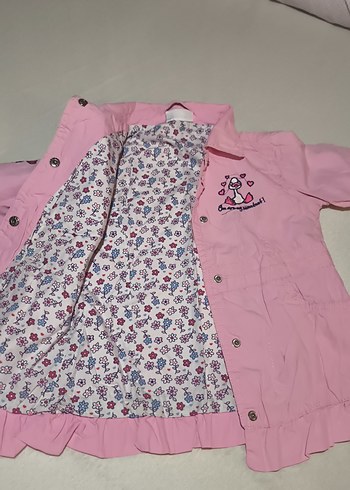 Kız Çocuk Pembe Düğmeli Trençkot - Görsel 2