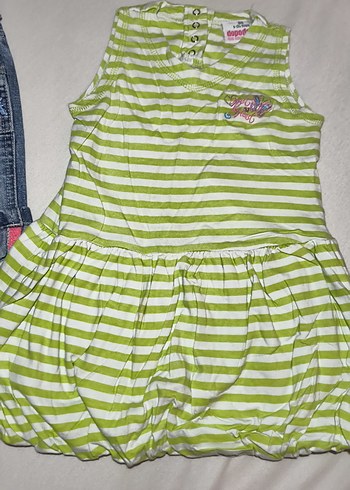 Nakışlı Renkli Kız Kot Şort balon etek elbise - Görsel 3