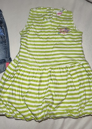 Nakışlı Renkli Kız Kot Şort balon etek elbise - Görsel 4