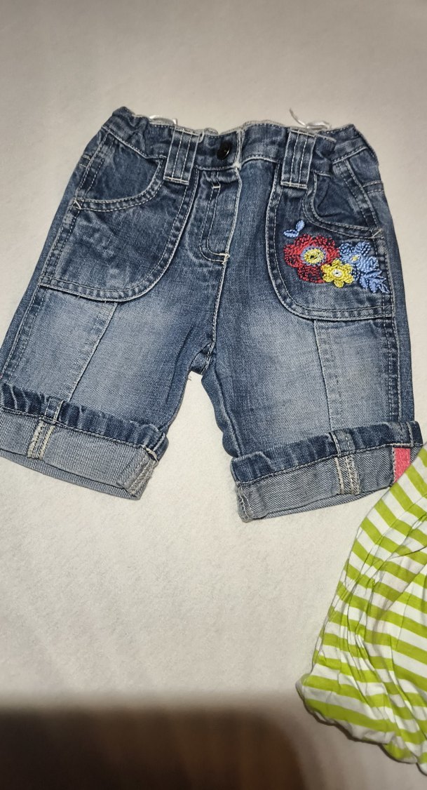 Nakışlı Renkli Kız Kot Şort balon etek elbise - Görsel 2