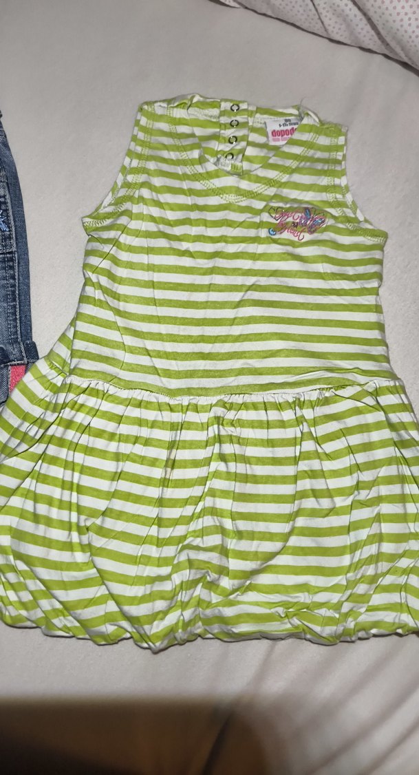 Nakışlı Renkli Kız Kot Şort balon etek elbise - Görsel 3