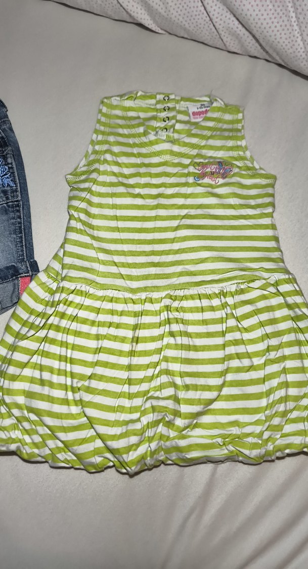 Nakışlı Renkli Kız Kot Şort balon etek elbise - Görsel 4