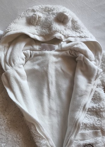 Kapüşonlu Beyaz Kürklü Bebek Kız Tulumu 2li fiyat - Görsel 5