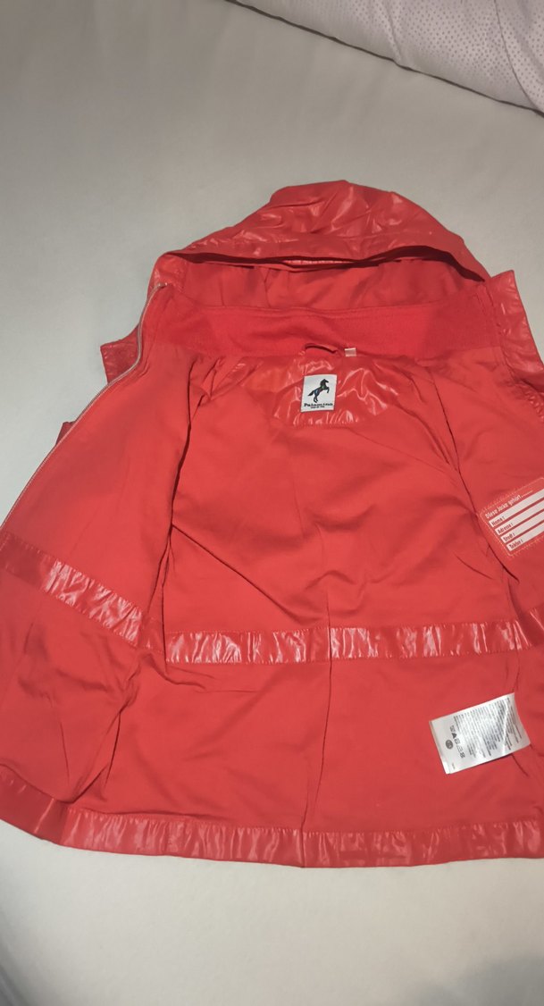 Kız Çocuk Parlak Kırmızı Fermuarlı Yağmurluk - Görsel 3