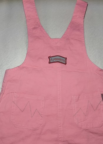 Kız Çocuk Pembe Nakışlı Düğmeli Elbise - Görsel 3