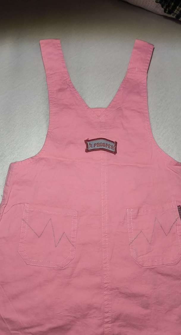 Kız Çocuk Pembe Nakışlı Düğmeli Elbise - Görsel 3