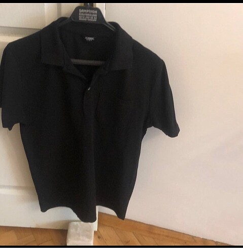 Polo yaka siyah basic tshirt