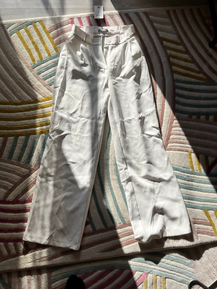 Beyaz Kadın Kumaş Pantolon - Görsel 3