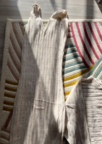 Uzun Kollu Beyaz Bohem Keten Triko Kazak - Görsel 3