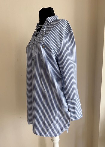 LC Waikiki Mavi Çizgili Oversize Tunik Gömlek