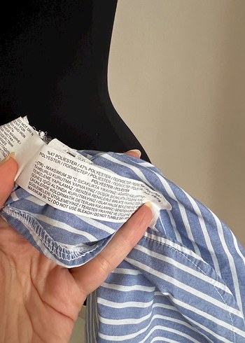 xxl Beden mavi Renk Mavi Çizgili Oversize Tunik Gömlek