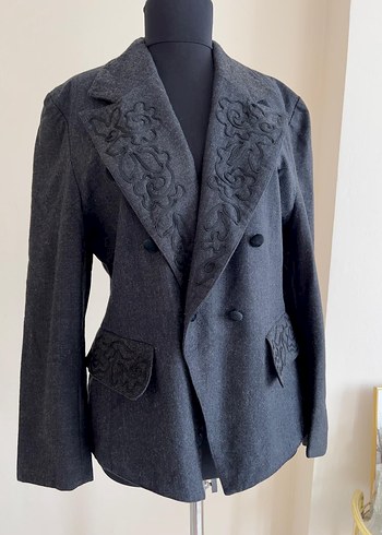 40 Beden Vintage Blazer Ceket Hakiki Yün 90lar