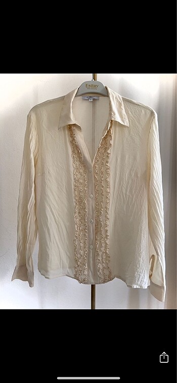 Silk & Cashmere Fırfırlı Saf İpek Gömlek