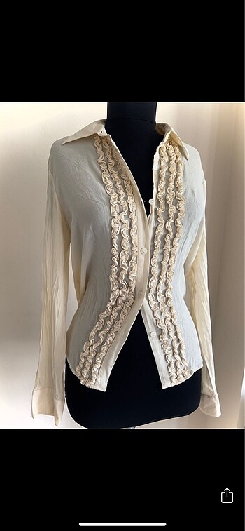 Silk & Cashmere Silk & Cashmere Fırfırlı Saf İpek Gömlek