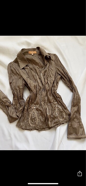 90lar vintage crinkle gömlek