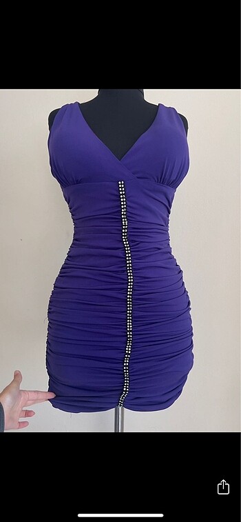 Sırt Dekolteli Y2K Mini Gece Elbisesi - Görsel 3