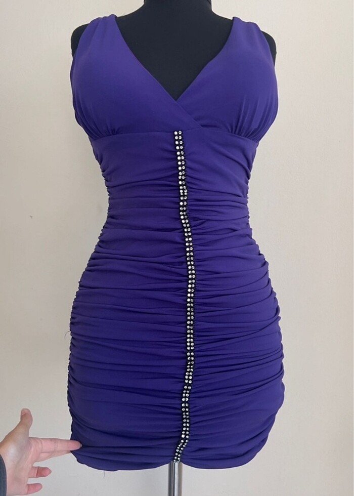 Sırt Dekolteli Y2K Mini Gece Elbisesi - Görsel 3