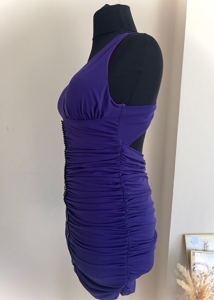 Sırt Dekolteli Y2K Mini Gece Elbisesi - Görsel 5