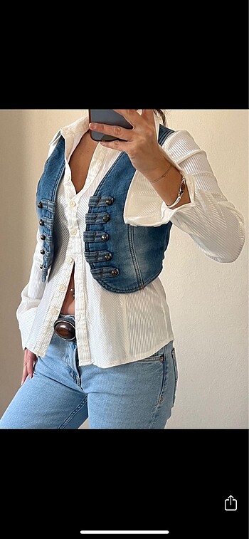 Y2K Vintage Mini Kot Yelek Jean
