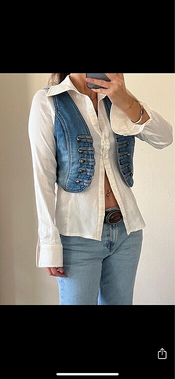 s Beden Y2K Vintage Mini Kot Yelek Jean