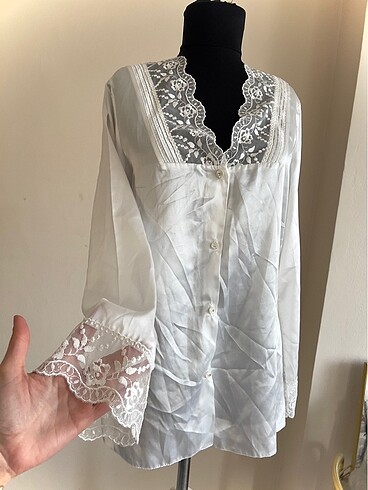 Vintage Fairy Dantel Gömlek Gecelik