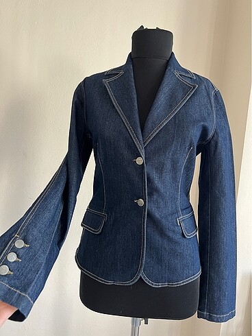 36 Beden Jean Denim Kot Blazer Ceket Y2K