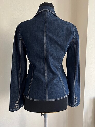 36 Beden lacivert Renk Jean Denim Kot Blazer Ceket Y2K