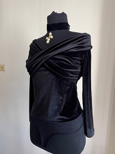 Diğer Kadife Bluz Çıtçıtlı Body Gotik Goth
