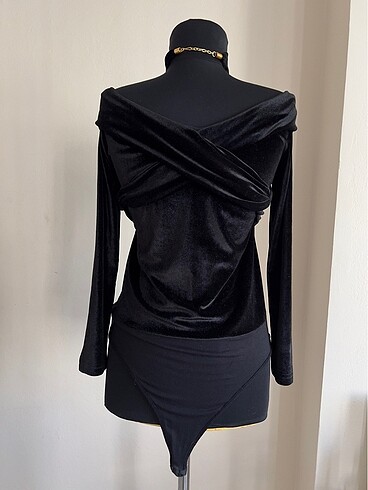 s Beden siyah Renk Kadife Bluz Çıtçıtlı Body Gotik Goth