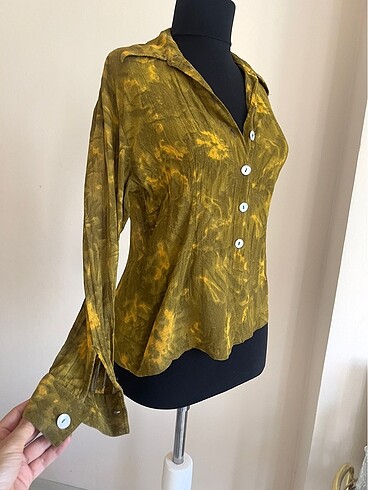 36 Beden Vintage Y2K Batik Şifon Gömlek