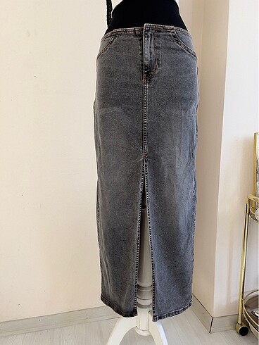 H&M Yırtmaclı Uzun Maxi Kot Etek Denim