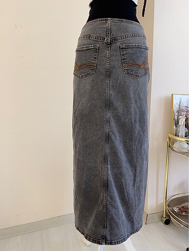 38 Beden Yırtmaclı Uzun Maxi Kot Etek Denim