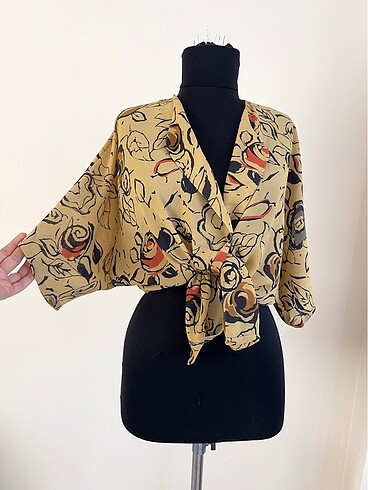 Vintage 90lar Desenli Retro Bluz