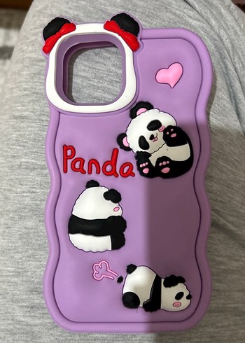 Apple Mor Panda Temalı Boncuklu Telefon Kılıfı