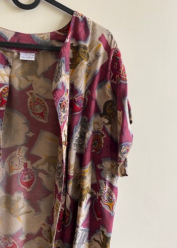 Bordo Baskılı Bohem Salaş Kadın Bluz - Görsel 3