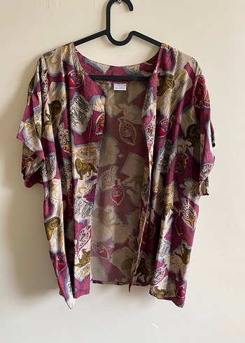 Bordo Baskılı Bohem Salaş Kadın Bluz - Görsel 2