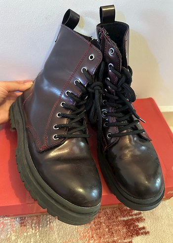 LC Waikiki Bordo Deri Goth Yüksek Topuklu Kadın Bot